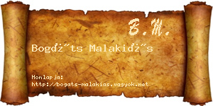 Bogáts Malakiás névjegykártya